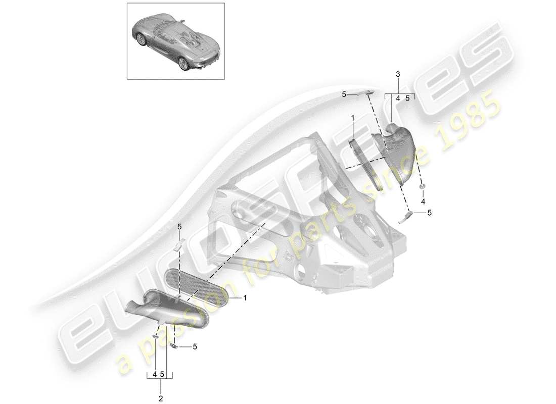porsche 918 spyder (2015) système de filtre à air schéma des pièces