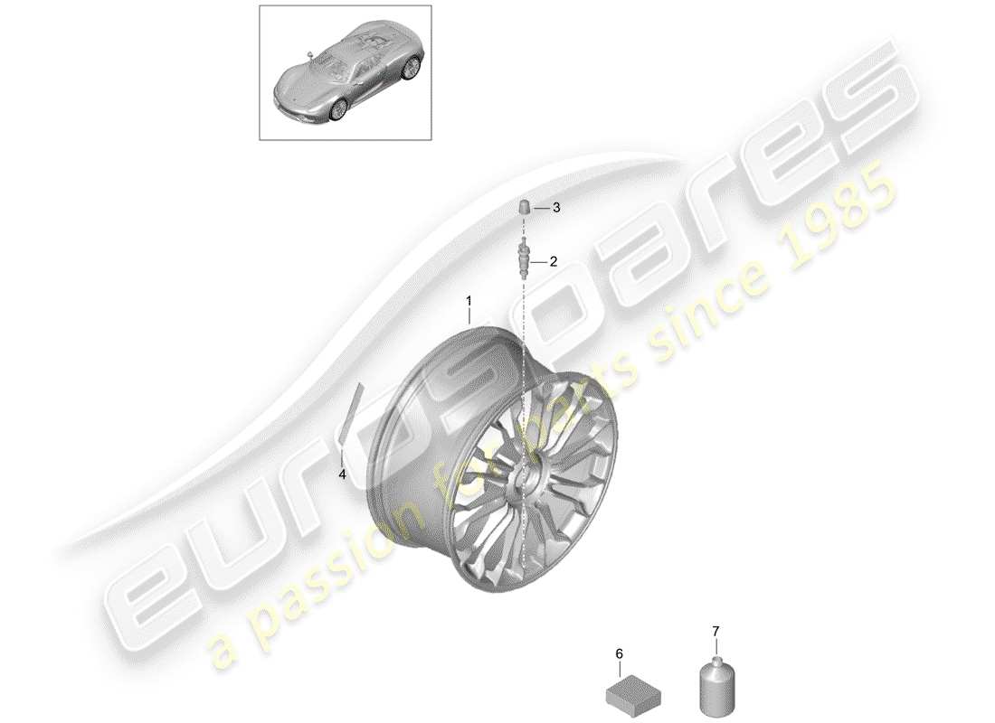 porsche 918 spyder (2015) roues schéma des pièces