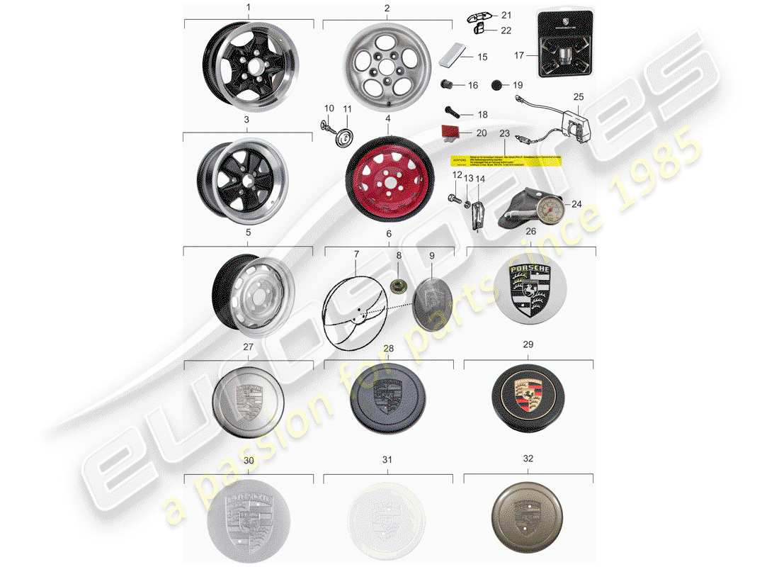 porsche 1984 (944) roue à disque schéma des pièces