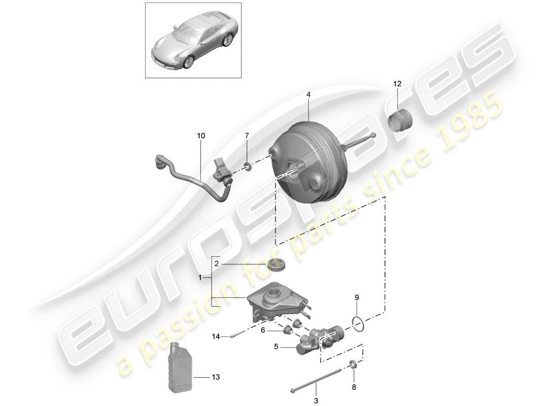 porsche 2017 (991-2) maitre-cylindre de frein schéma des pièces