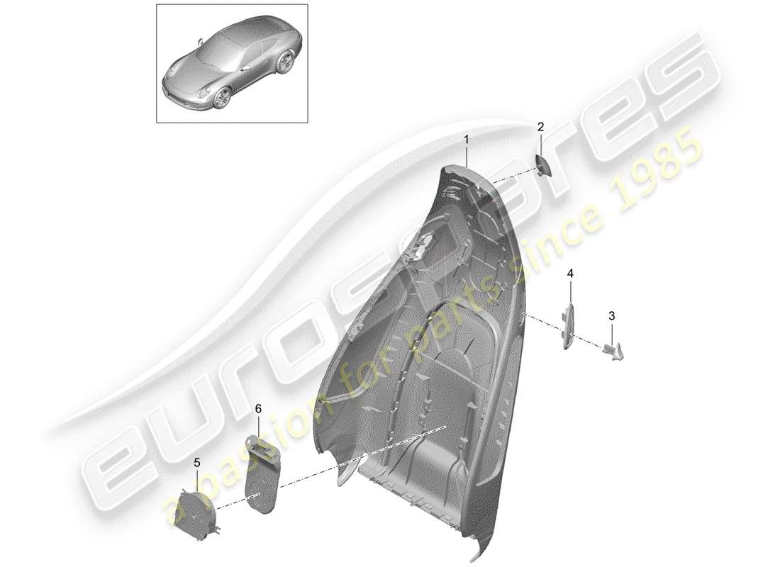 porsche 2015 (991-1) coque de dossier schéma des pièces