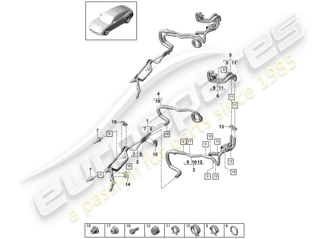 porsche 2019 (panamera 971-1) diagramme des pièces de la batterie