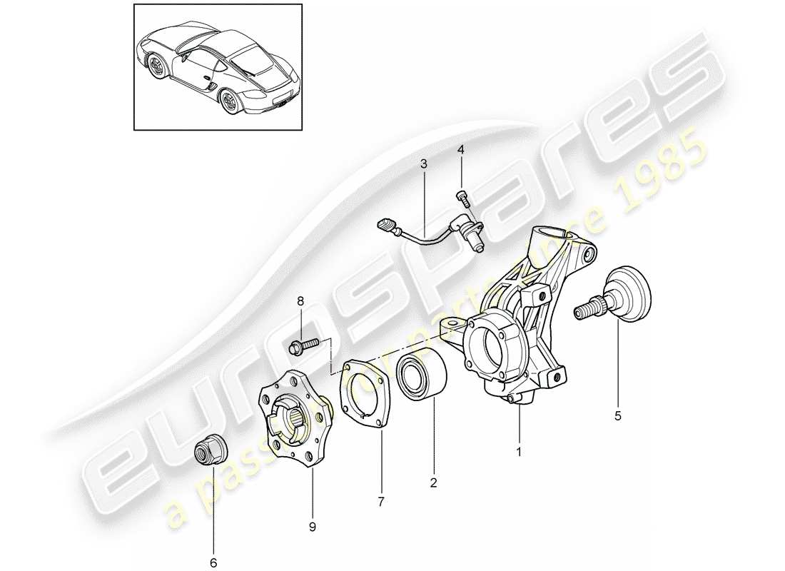 porsche 2010 (987 cayman) support de roue schéma des pièces