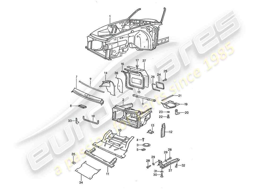 porsche 1987 (959) diagramme des pièces du cadre