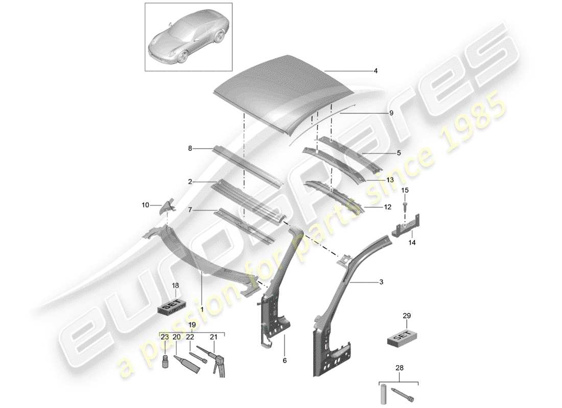 porsche 2015 (991-1) capot schéma des pièces
