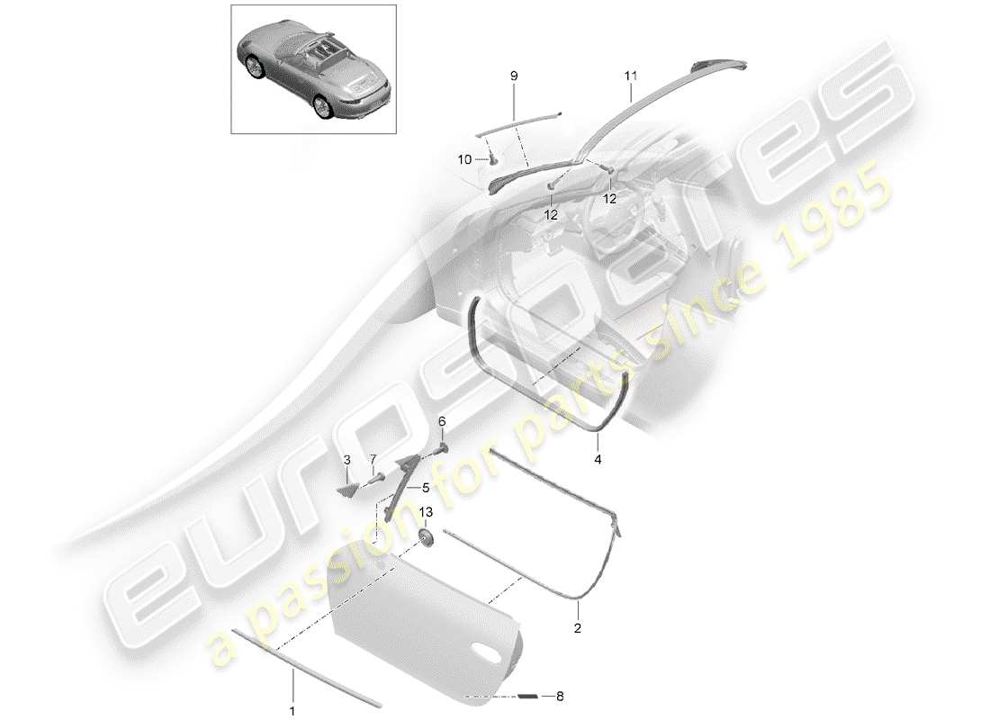 porsche 2015 (991-1) joint de porte schéma des pièces