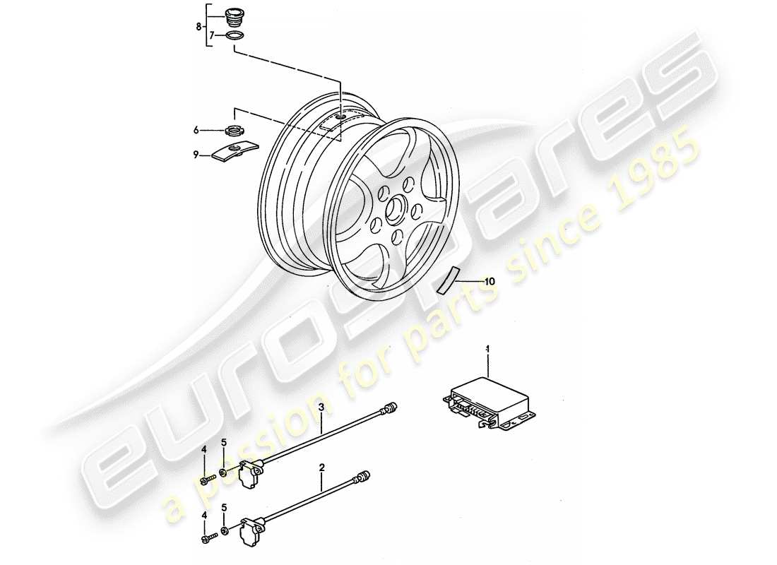 porsche 1994 (928) système de contrôle de pression des pneus - d >> - mj 1993 schéma des pièces