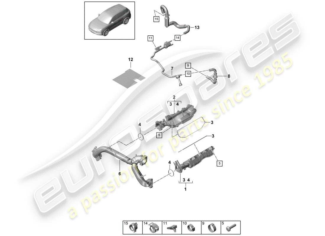 porsche 2019 (cayenne e3 9ya/9yb) tuyau d'admission schéma des pièces