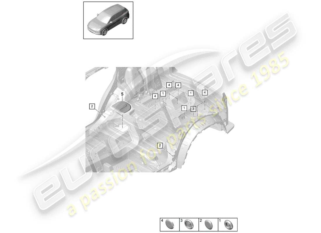 porsche 2019 (cayenne e3 9ya/9yb) prise schéma des pièces