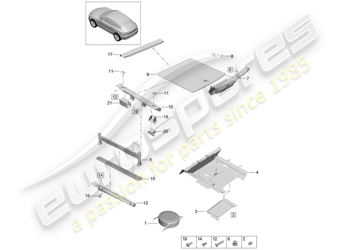 porsche 2019 (macan) diagramme des pièces de doublure