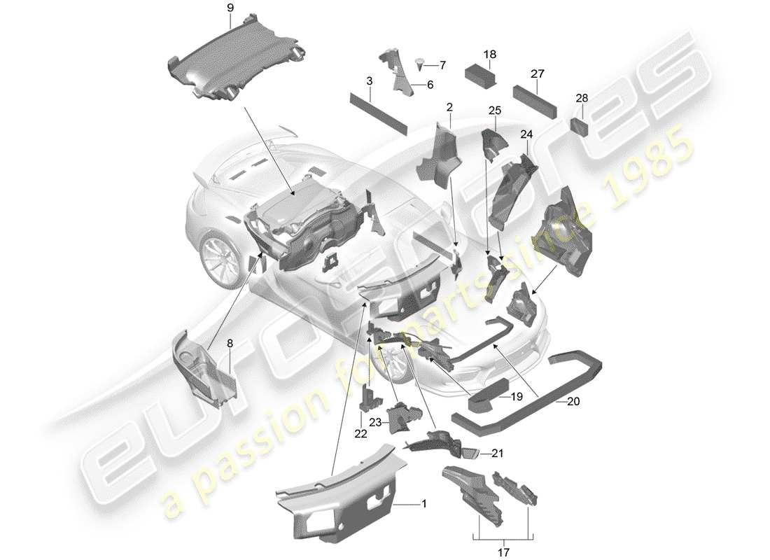 porsche 2016 (981 boxster spyder) coque du corps schéma des pièces