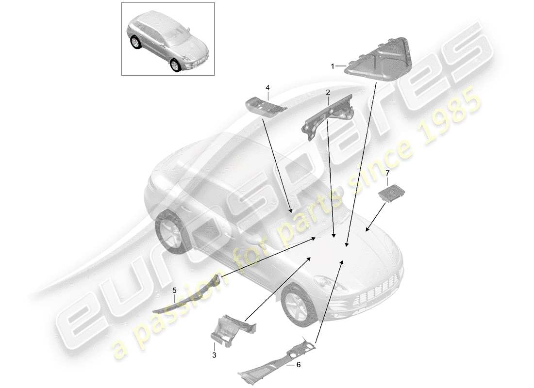 porsche 2017 (macan) absorbeur de bruit schéma des pièces