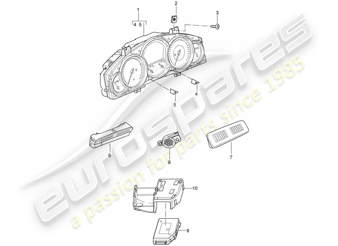 porsche 2006 (cayenne e1 9pa) groupe d'instruments schéma des pièces