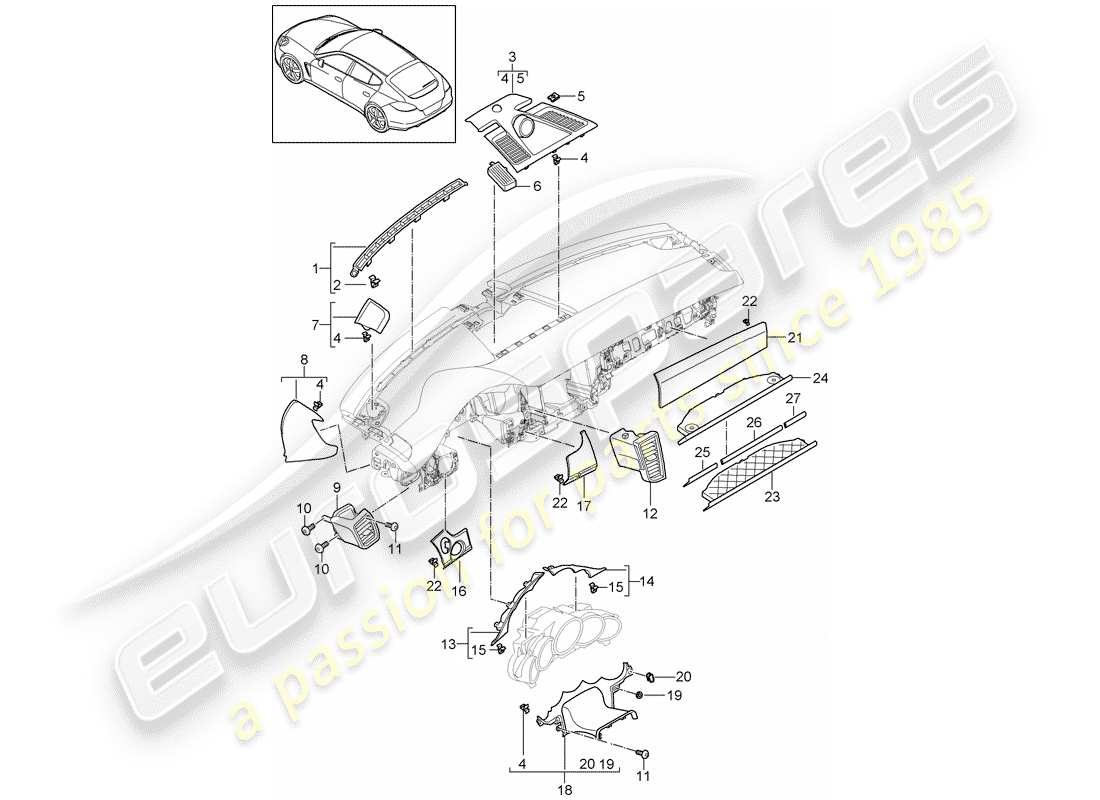 porsche 2011 (panamera 970) accessoires schéma des pièces