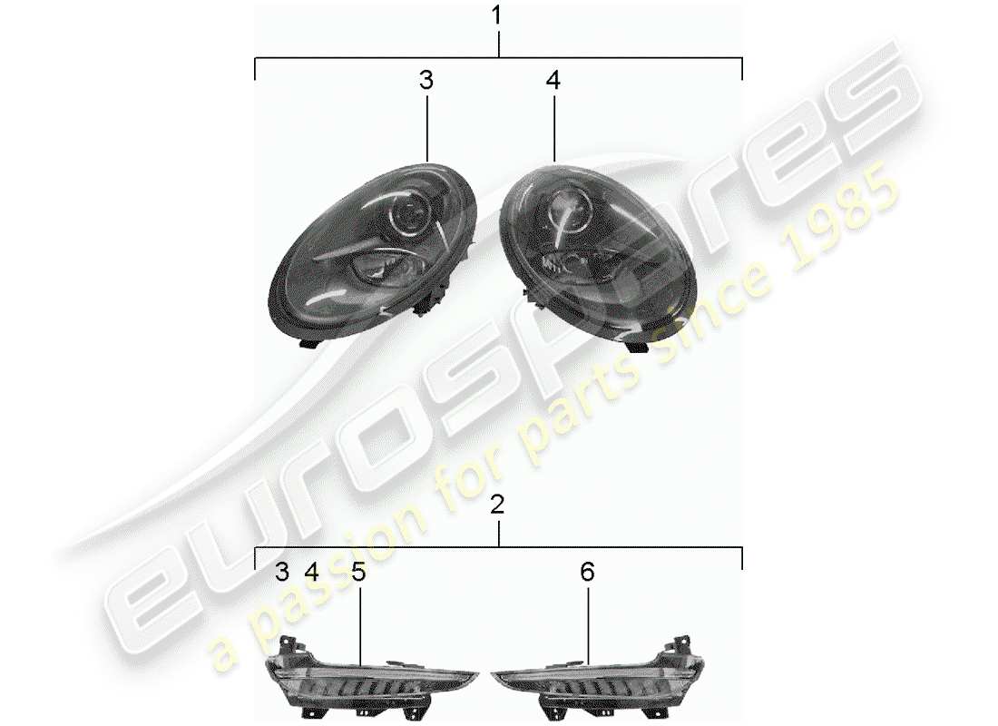 porsche tequipment 98x/99x (2012) schéma des pièces des phares