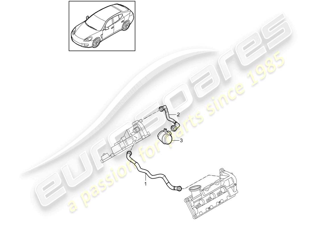 porsche 2010 (cayenne e1 9pa) conduite de reniflard carter de vilebrequin schéma des pièces