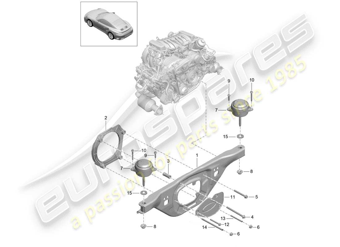 porsche 2020 (991-2 turbo) matériel de levage de moteur schéma des pièces