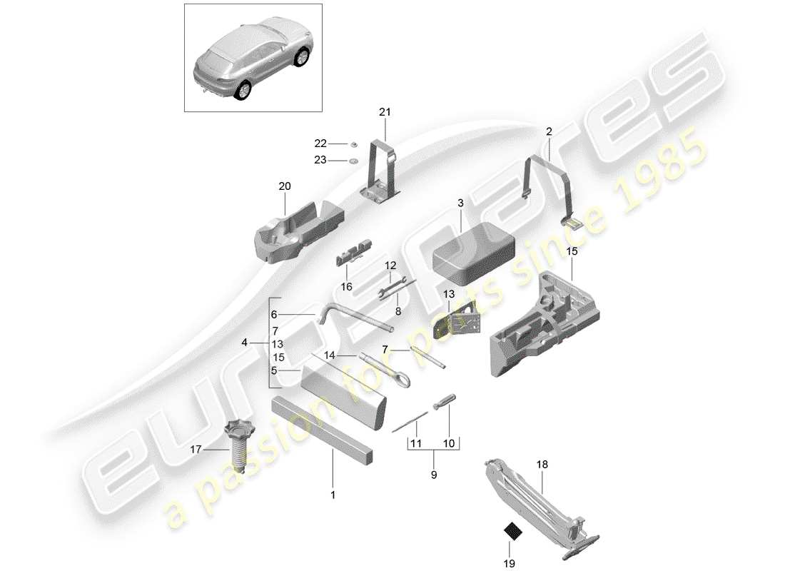 porsche 2014 (macan) schéma des pièces de l'outil
