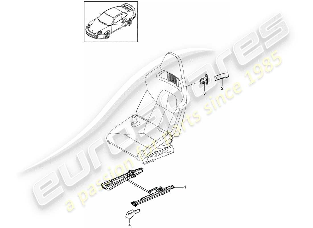porsche 2012 (997-2 turbo / gt2 rs) seat schéma des pièces