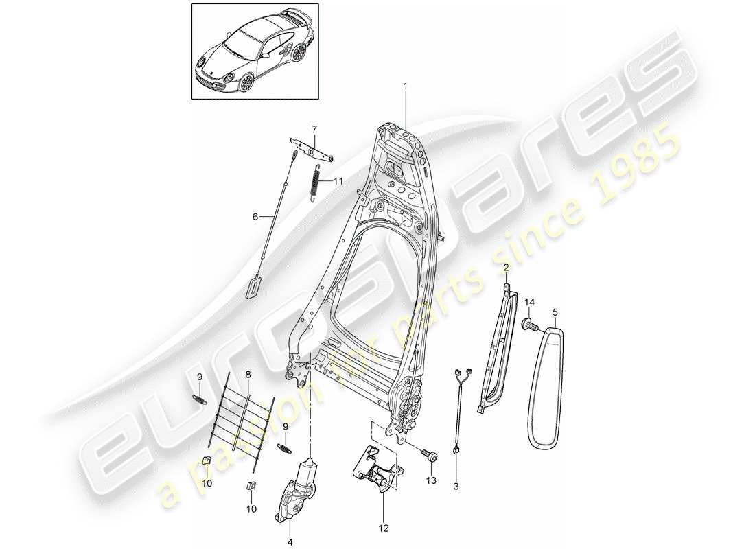 porsche 2012 (997-2 turbo / gt2 rs) cadre de dossier schéma des pièces