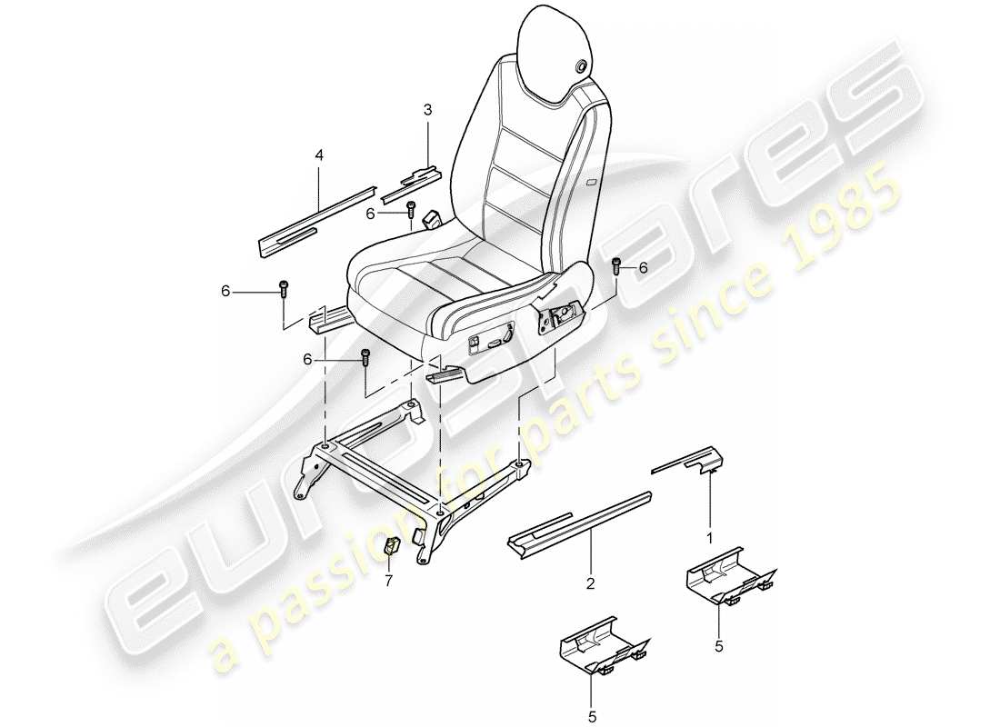 porsche 2003 (cayenne e1 9pa) seat schéma des pièces