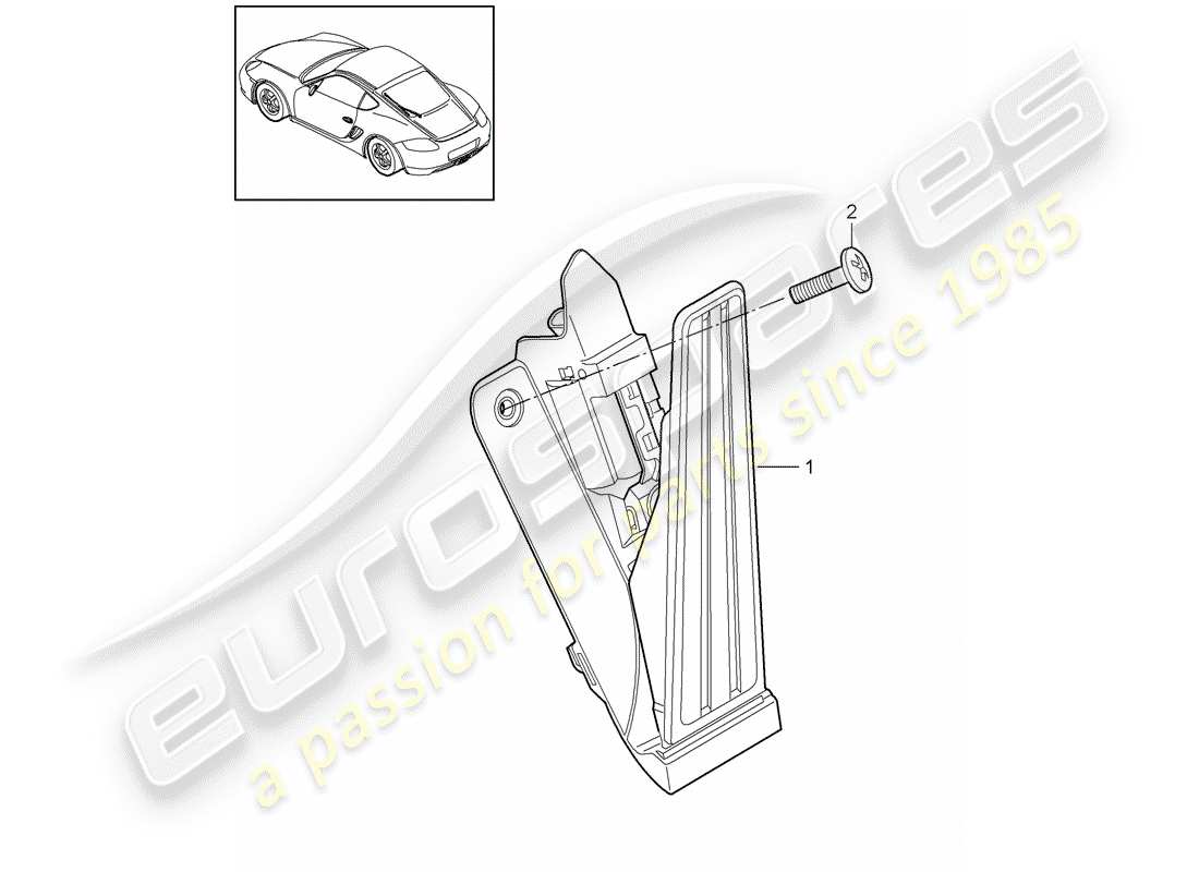porsche 2009 (987 cayman) pédales schéma des pièces