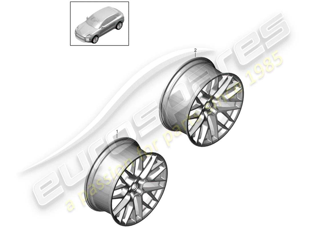 porsche 2020 (macan) jante en alliage schéma des pièces