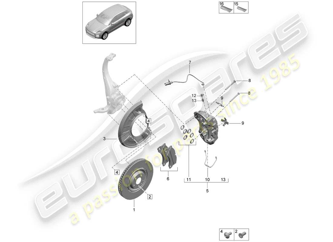 porsche 2020 (macan) freins à disque schéma des pièces