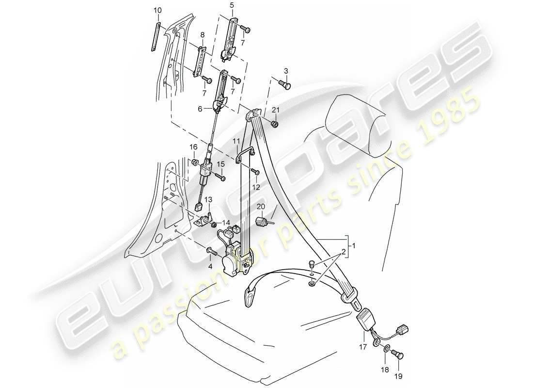porsche 2010 (cayenne e1 9pa) ceinture de sécurité schéma des pièces