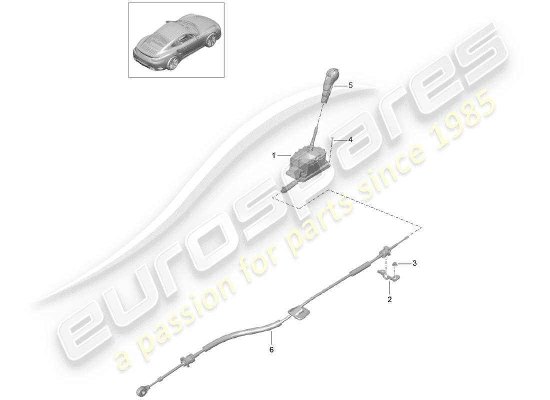 porsche 2020 (991-2 turbo) levier sélecteur schéma des pièces