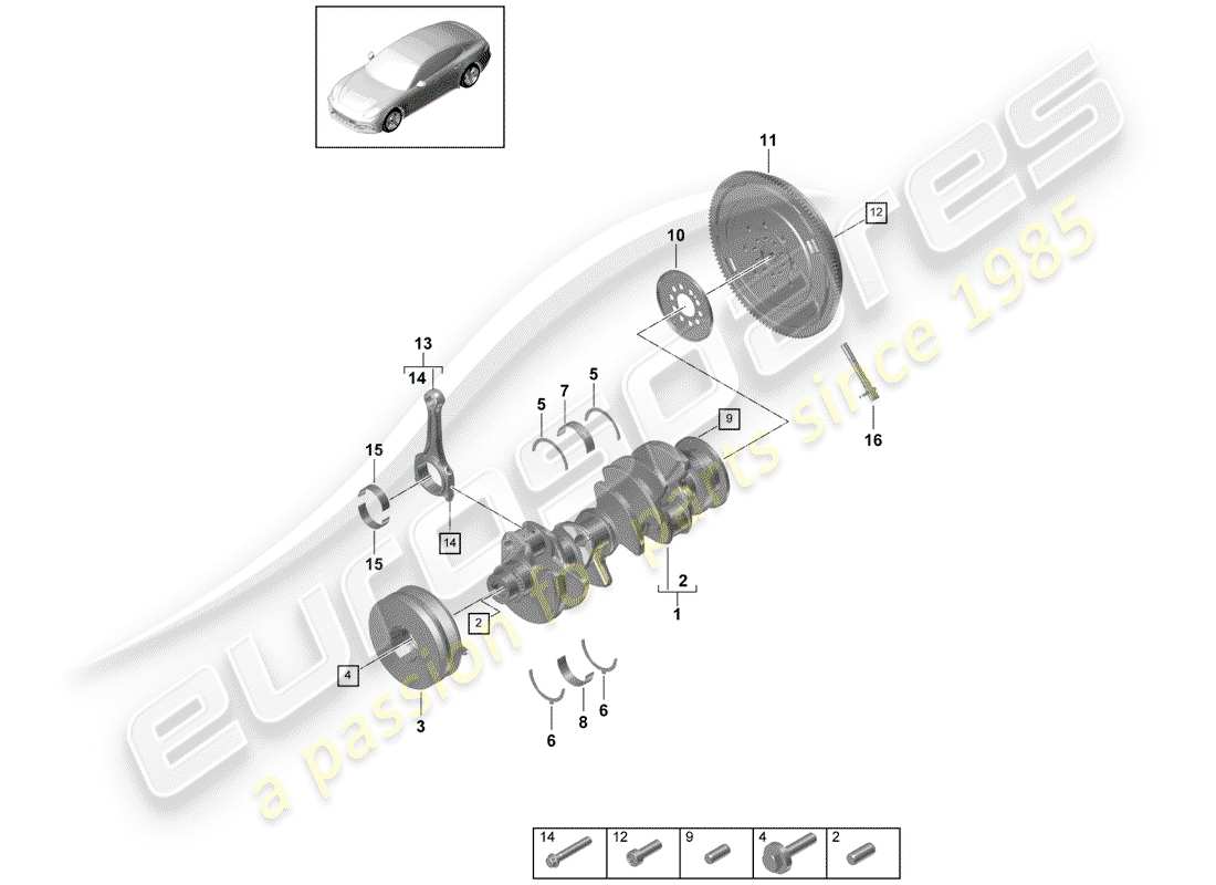 porsche 2017 (panamera 971-1) diagramme de pièce de vilebrequin