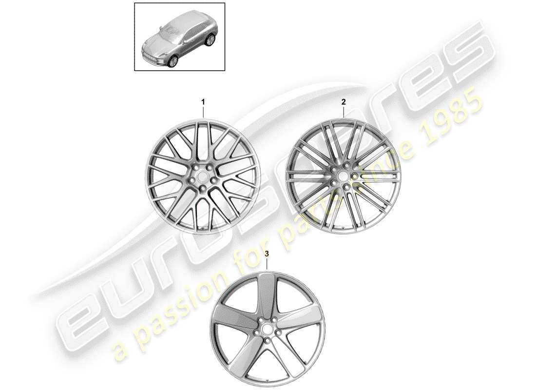 porsche 2019 (macan) jante en alliage schéma des pièces