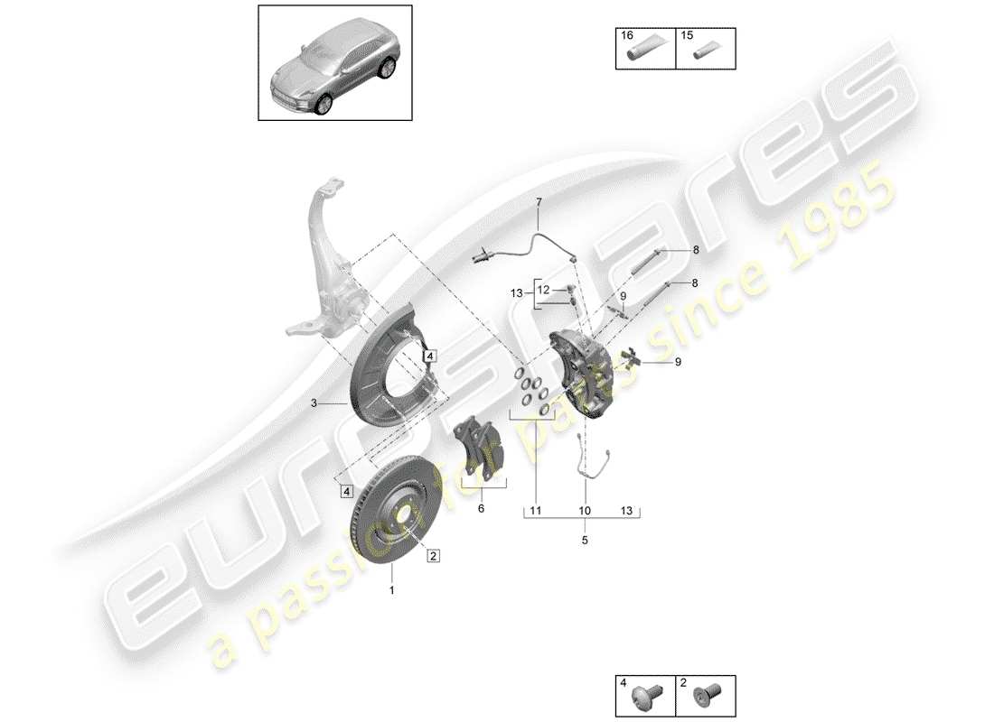 porsche 2019 (macan) freins à disque schéma des pièces