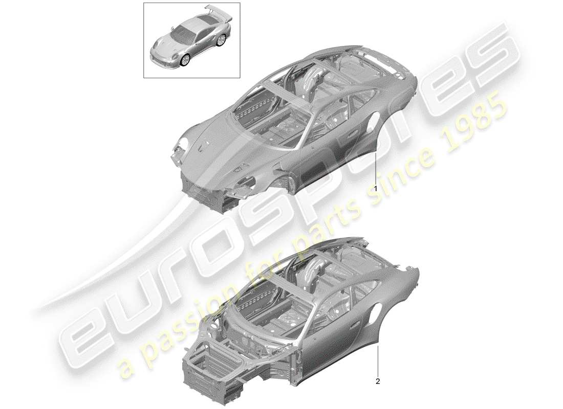 porsche 2020 (991-2 turbo) carrosserie diagramme de pièce