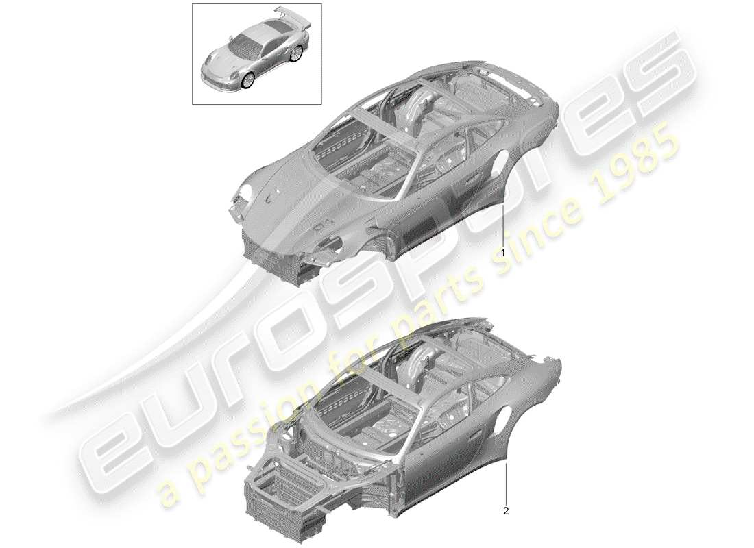 porsche 991 turbo (2020) carrosserie diagramme de pièce