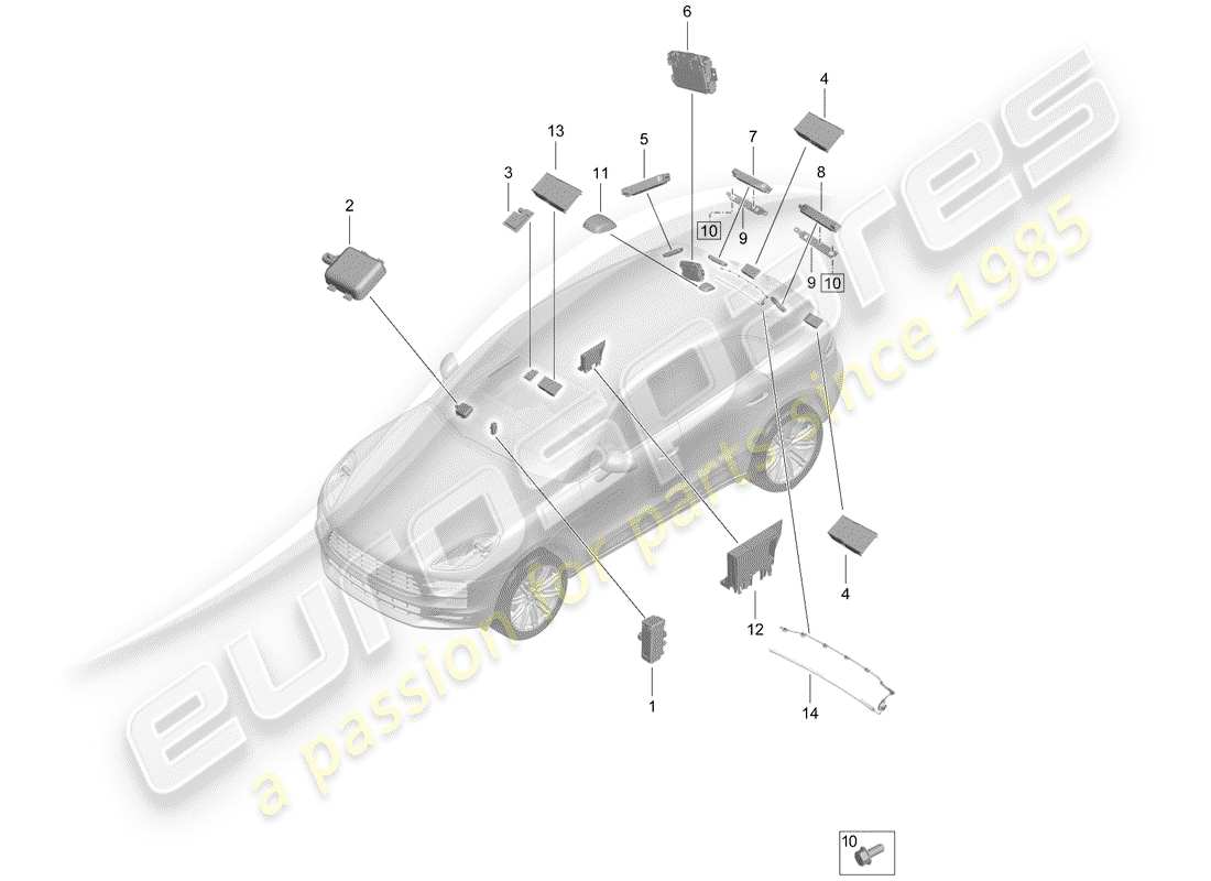 porsche 2019 (macan) schéma des pièces de l'antenne