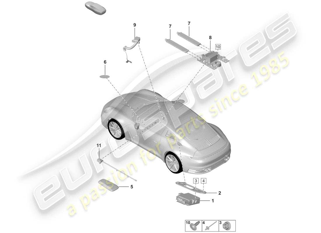 porsche 2020 (992-1) pièces détachées schéma des pièces