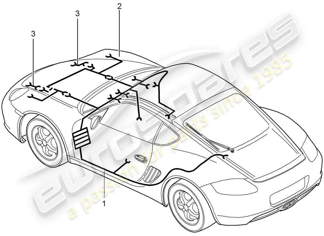 porsche 2010 (987 cayman) faisceaux de câbles schéma des pièces