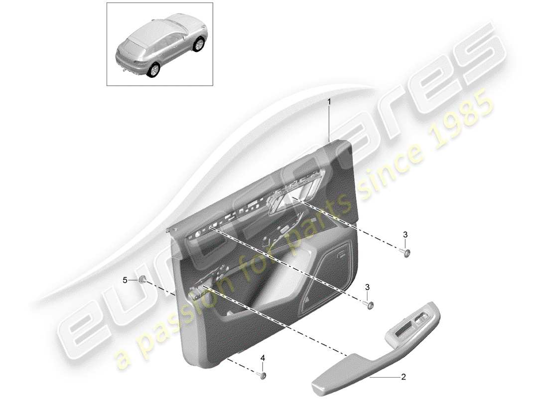 porsche 2014 (macan) panneau de porte schéma des pièces