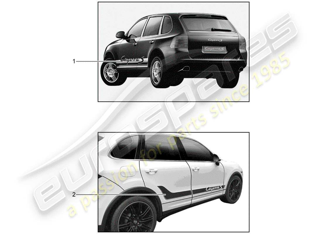 porsche 2008 (tequipment cayenne) feuille de garniture schéma des pièces