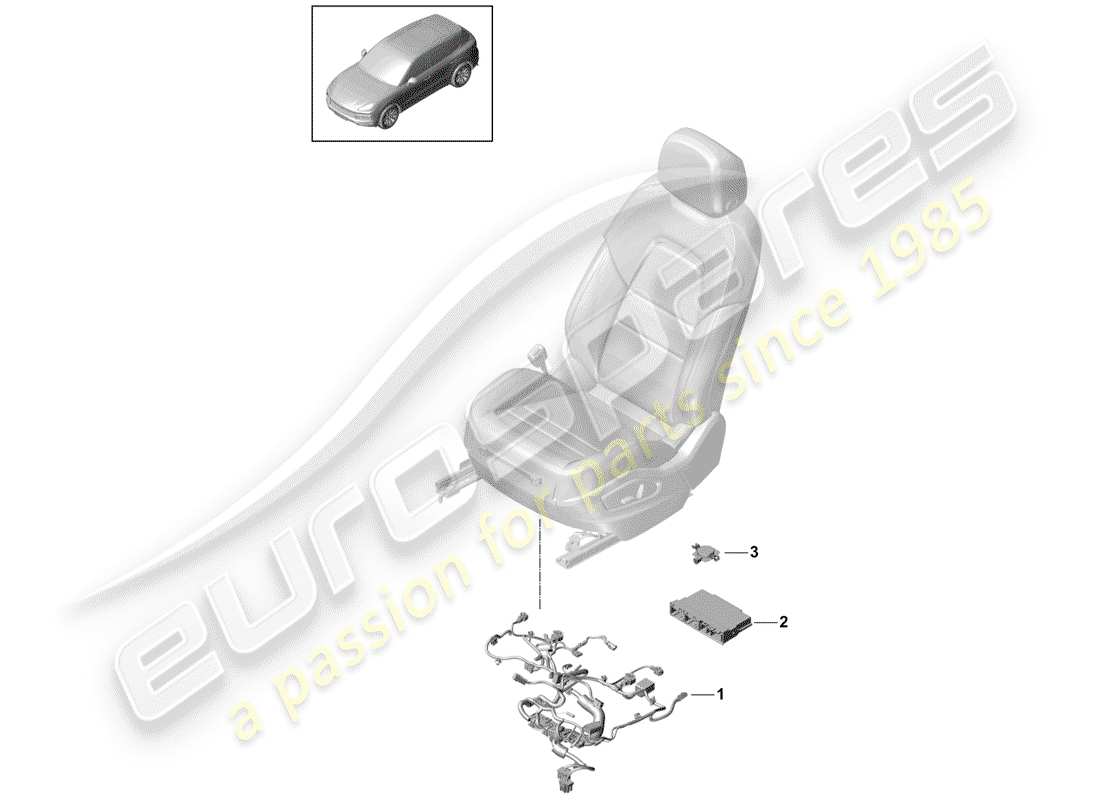 porsche 2020 (cayenne e3 9ya/9yb) faisceaux de câbles schéma des pièces