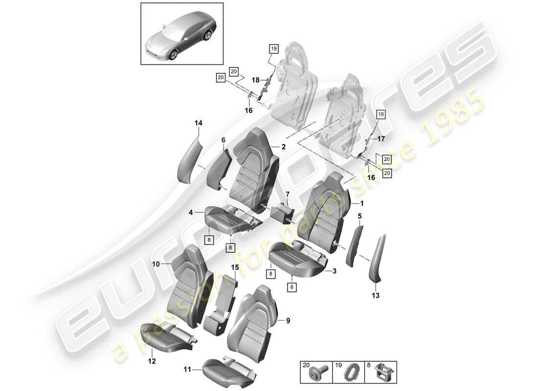 porsche 2017 (panamera 971-1) seat schéma des pièces