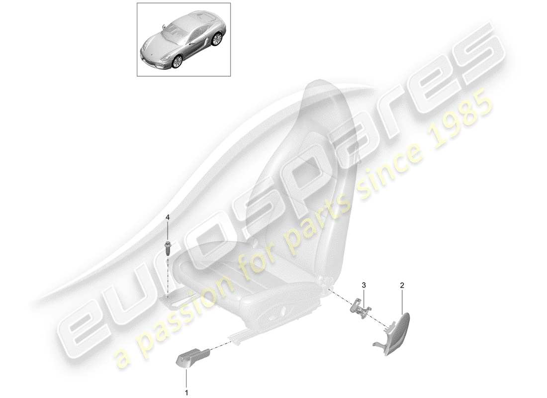 porsche 2015 (981 cayman) schéma des pièces du siège avant