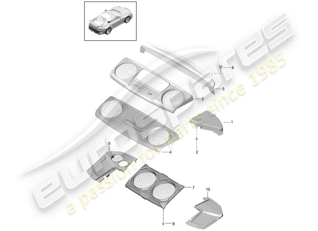 porsche 2020 (991-2 r/gt3/rs) garniture schéma des pièces