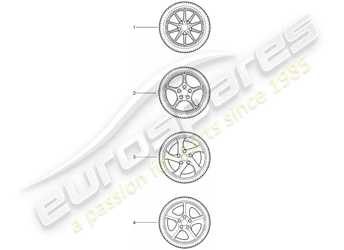 porsche 1995 (tequipment) ensembles de roues dentées schéma des pièces