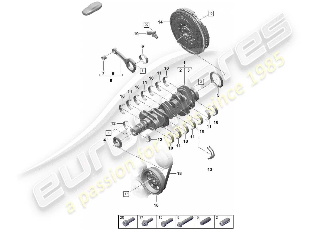 porsche 2019 (718 boxster spyder) diagramme de pièce de vilebrequin