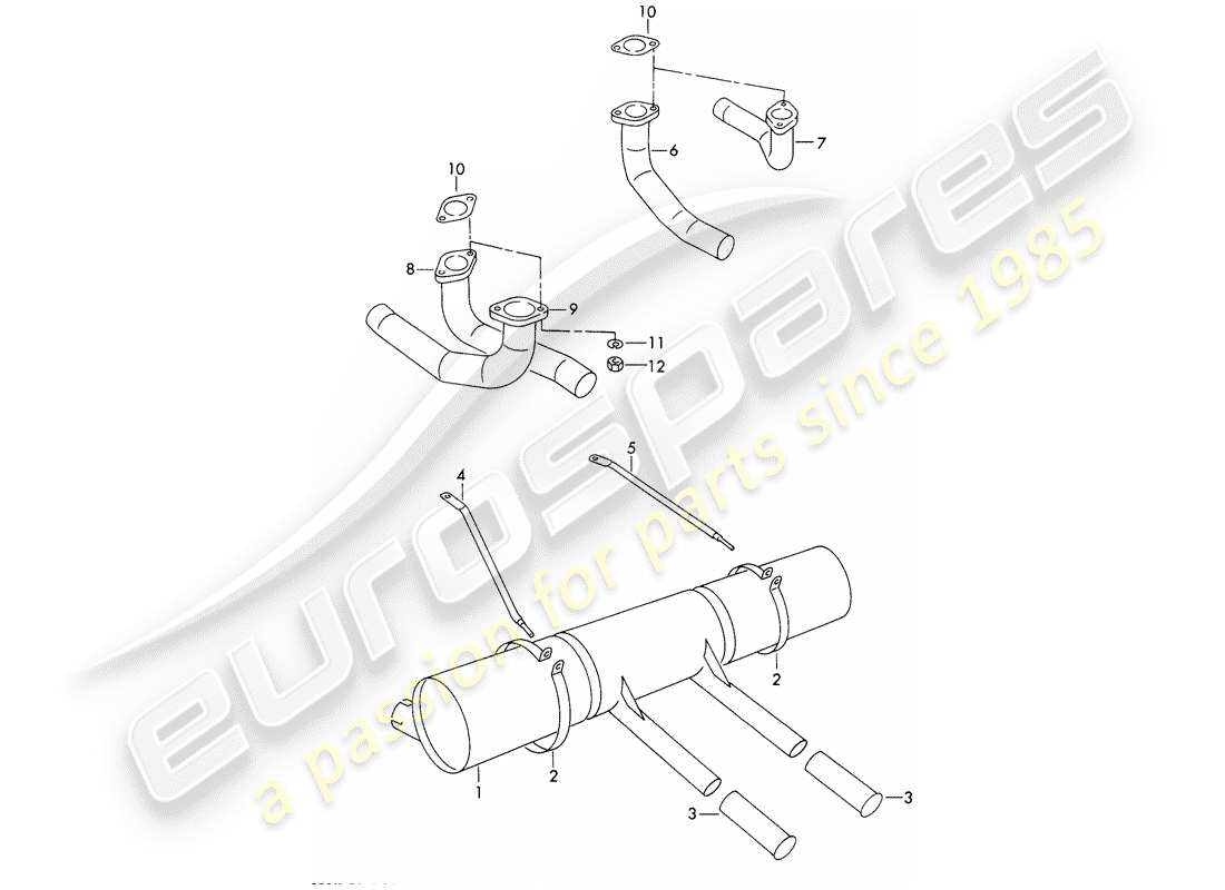 porsche 1953 (356/356a) silencieux - et - accessoires schéma des pièces