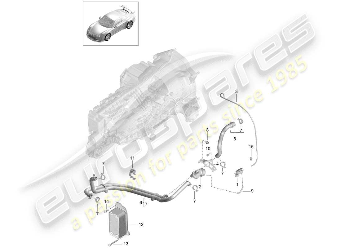 porsche 2015 (991-1 r/gt3/rs) boîte de vitesses manuelle schéma des pièces