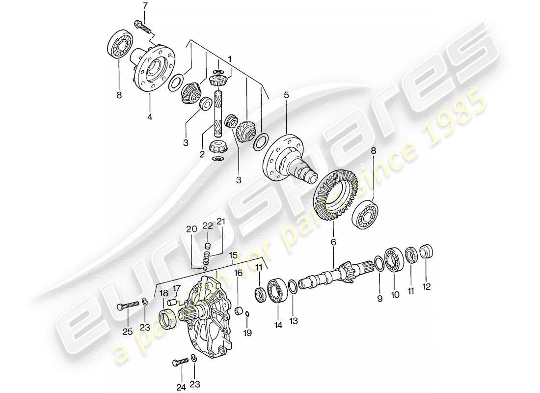 porsche 1977 (924) différentiel - transmission automatique schéma des pièces
