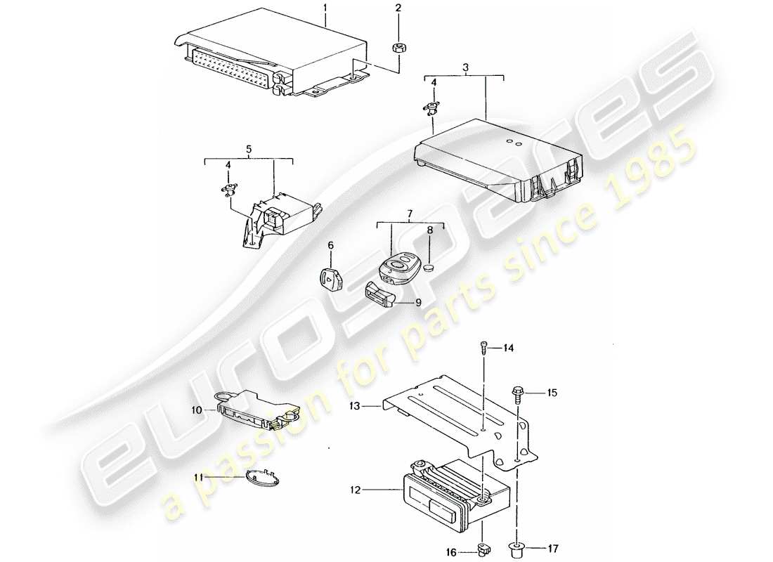 porsche 2004 (986 boxster) unités de commande schéma des pièces